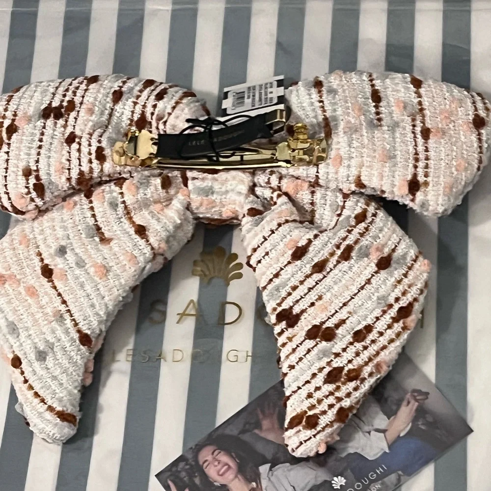 LELE SADOUGHI AUTUMN BOUCLE FALLING LEAVES CRYSTAL BOW BARRETTE